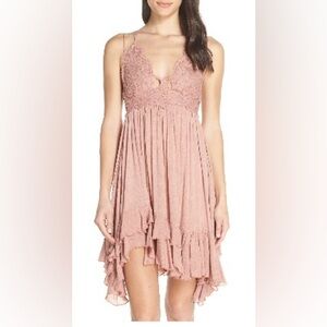 Free People Elegant Lace Pink Dress